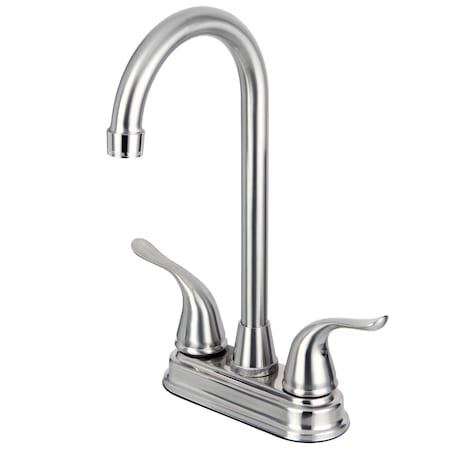 Kingston Brass Two Handle, 4" Centerset Bar Faucet, Brushed Nickel KB2498YL